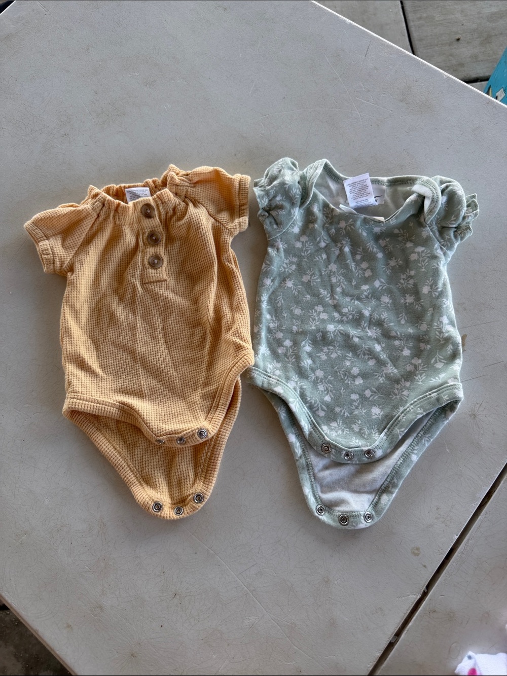 Nicole Miller Mustard and Sage Floral Baby Bodysuit Set